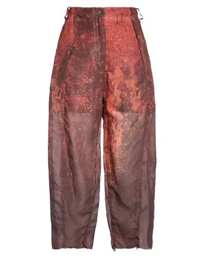 Masnada Woman Pants Brick Size 8 Cotton In Red