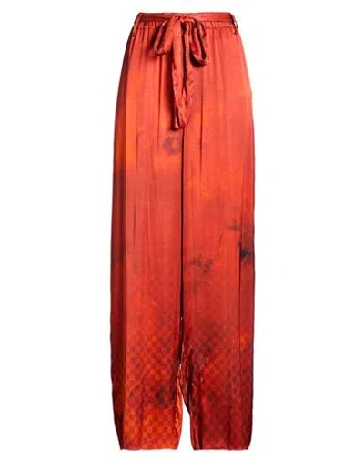 Masnada Woman Pants Brick Size S Viscose In Red