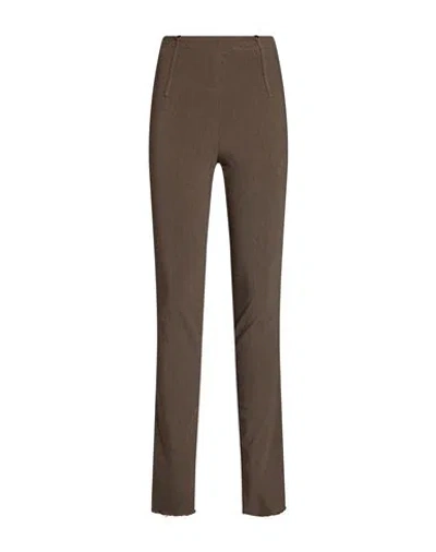 Masnada Woman Pants Brown Size 2 Linen, Viscose, Elastane