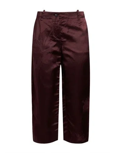 Masnada Woman Pants Burgundy Size 2 Viscose, Linen In Brown