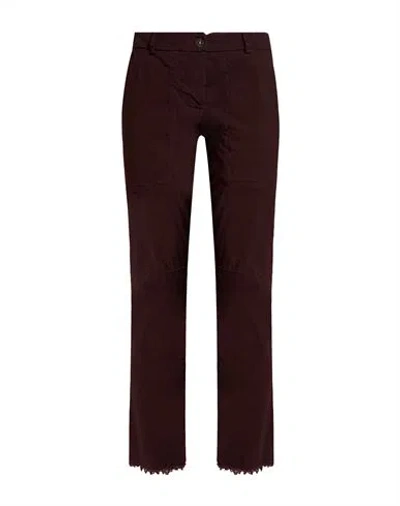 Masnada Woman Pants Burgundy Size 4 Linen, Viscose, Elastane In Brown