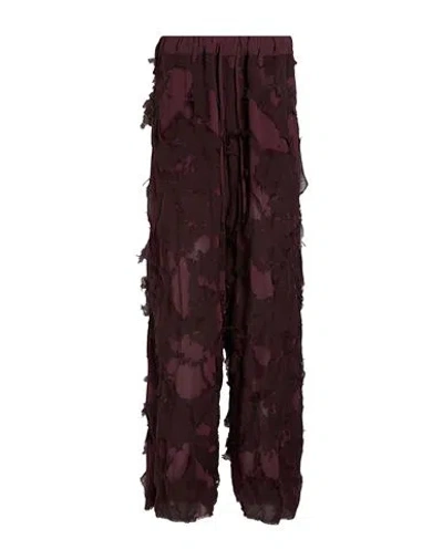 Masnada Woman Pants Burgundy Size 4 Silk