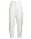 Masnada Woman Pants Ivory Size 4 Hemp, Cotton, Metal In White