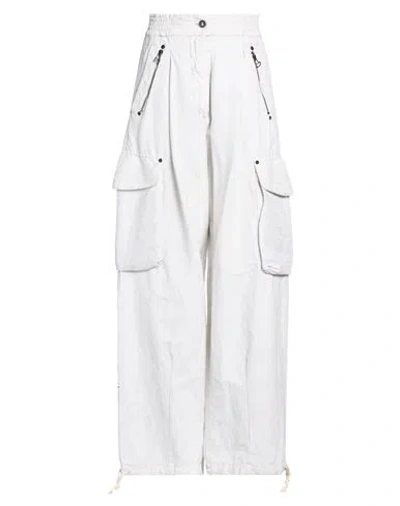 Masnada Woman Pants Light Grey Size 6 Cotton, Linen, Elastane In Gray