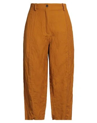 Masnada Woman Pants Marigold Size 10 Cotton, Wool, Metallic Fiber In Yellow