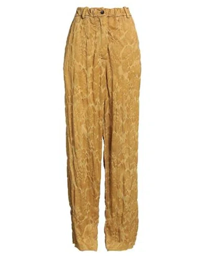 Masnada Woman Pants Marigold Size 4 Acetate, Wool In Yellow