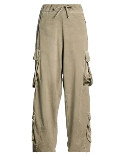 Masnada Woman Pants Military Green Size 8 Cotton, Elastane, Silk