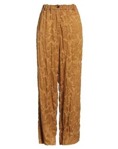 MASNADA MASNADA WOMAN PANTS MUSTARD SIZE 4 ACETATE, WOOL