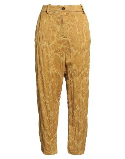 Masnada Woman Pants Mustard Size 4 Acetate, Wool In Yellow
