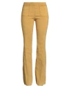 Masnada Woman Pants Mustard Size 4 Linen, Viscose, Elastane In Brown