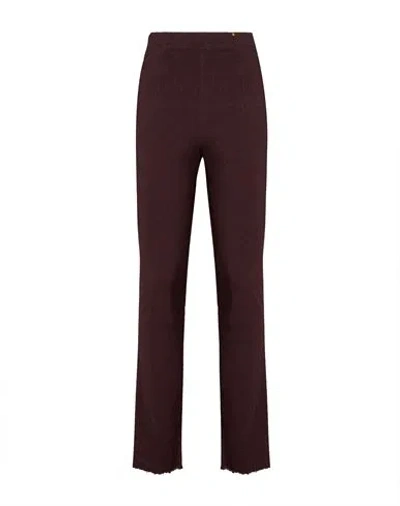Masnada Woman Pants Plum Size 4 Linen, Viscose, Elastane In Burgundy