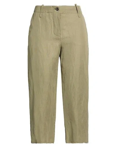 Masnada Woman Pants Sage Green Size 8 Viscose, Linen