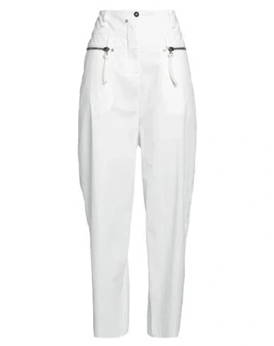 MASNADA MASNADA WOMAN PANTS WHITE SIZE 6 COTTON, ELASTANE