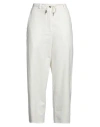 Masnada Woman Pants White Size 6 Cotton, Elastane