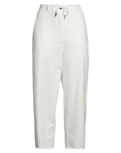 Masnada Woman Pants White Size 6 Cotton, Elastane