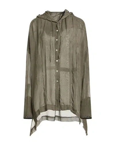 Masnada Woman Shirt Military Green Size 4 Silk In Gray