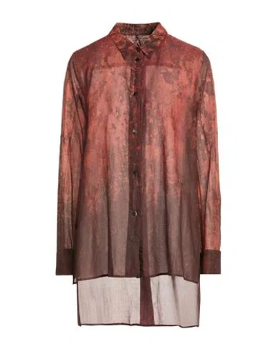 Masnada Woman Shirt Rust Size 8 Cotton In Red