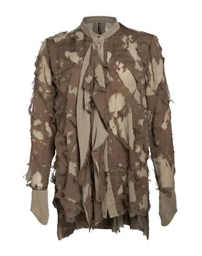 Masnada Woman Shirt Taupe Size 4 Silk In Grey
