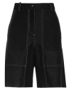 Masnada Woman Shorts & Bermuda Shorts Black Size 4 Cotton, Linen, Polyamide