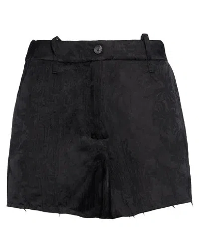 Masnada Woman Shorts & Bermuda Shorts Black Size 6 Acetate, Viscose, Linen