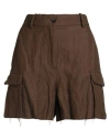 Masnada Woman Shorts & Bermuda Shorts Khaki Size 4 Cotton, Wool, Metal In Brown