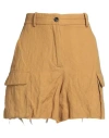 Masnada Woman Shorts & Bermuda Shorts Mustard Size 6 Cotton, Wool, Metal In Yellow