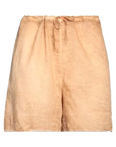 Masnada Woman Shorts & Bermuda Shorts Rust Size 8 Cotton In Yellow