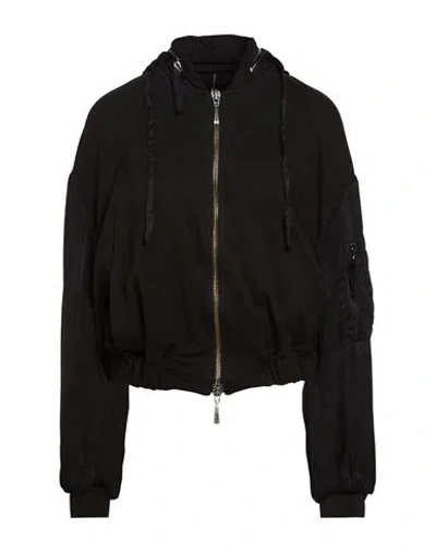 Masnada Woman Sweatshirt Black Size 8 Cotton, Elastane, Silk