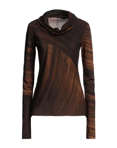 Masnada Woman T-shirt Brown Size L Polyamide, Elastane