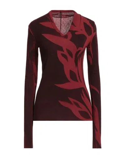 Masnada Woman T-shirt Burgundy Size 4 Viscose, Wool, Elastane In Red