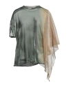 Masnada Woman T-shirt Sage Green Size 6 Cotton In Sage Green