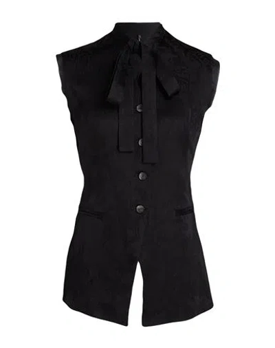 Masnada Woman Tailored Vest Black Size 2 Acetate, Viscose, Linen