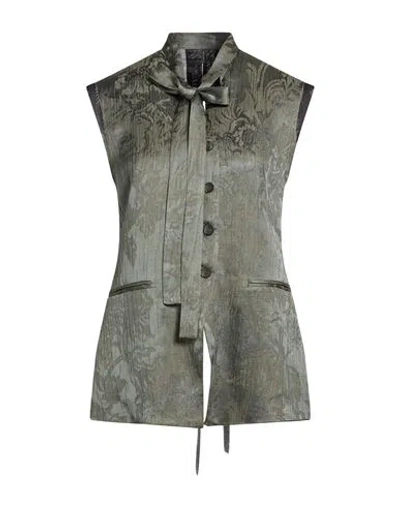 Masnada Woman Tailored Vest Green Size 4 Acetate, Viscose, Linen