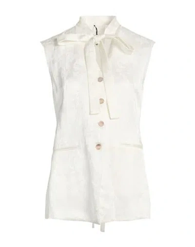 Masnada Woman Tailored Vest Ivory Size 8 Acetate, Viscose, Linen In White