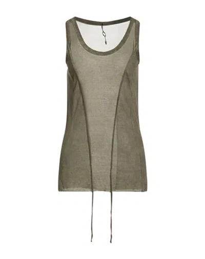 Masnada Woman Tank Top Khaki Size 8 Cotton, Silk