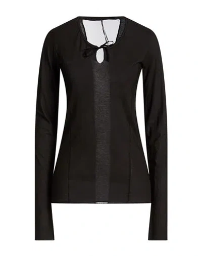 Masnada Woman Top Black Size 4 Cotton, Silk