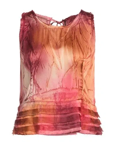 Masnada Woman Top Burgundy Size 6 Silk, Elastane In Multi