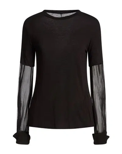 Masnada Woman T-shirt Black Size 6 Viscose, Polyamide, Cashmere, Silk