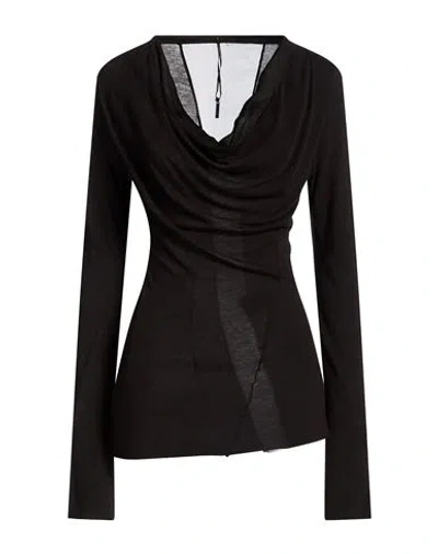 Masnada Woman T-shirt Black Size 8 Viscose, Polyamide, Cashmere, Silk