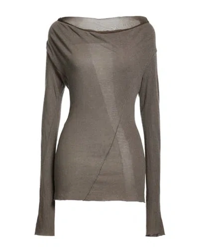 Masnada Woman T-shirt Khaki Size 2 Viscose, Polyamide, Cashmere, Silk In Brown