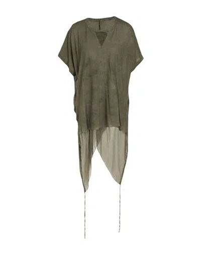 Masnada Woman T-shirt Military Green Size 6 Cotton, Silk