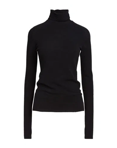 Masnada Woman Turtleneck Black Size 2 Cotton, Elastane In Blue
