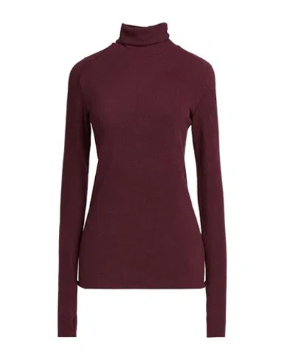 Masnada Woman Turtleneck Burgundy Size 4 Cotton, Elastane