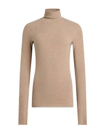 Masnada Woman Turtleneck Sand Size 2 Cotton, Elastane In Black