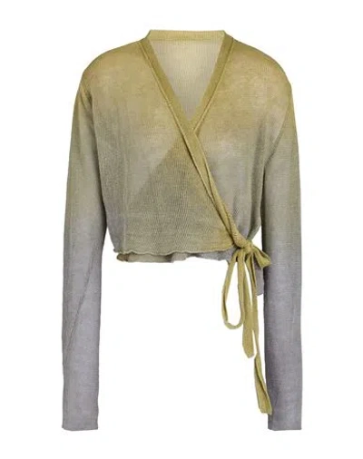 Masnada Woman Wrap Cardigans Sage Green Size M Linen