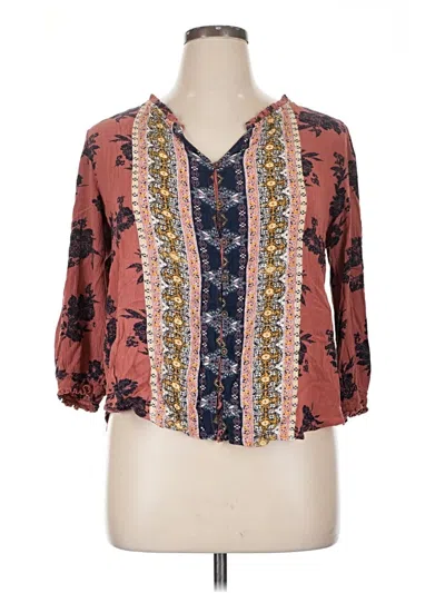 Pre-owned Mason & Belle 3/4 Sleeve Blouse In Brown