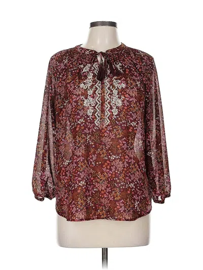 Pre-owned Mason & Belle 3/4 Sleeve Blouse In Burgundy