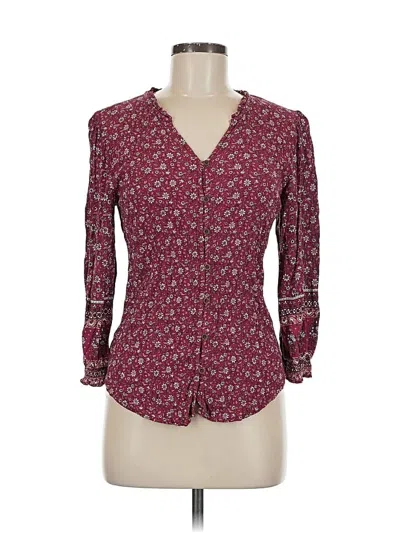 Pre-owned Mason & Belle 3/4 Sleeve Blouse In Burgundy