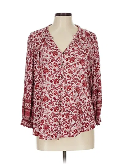 Pre-owned Mason & Belle 3/4 Sleeve Blouse In Burgundy