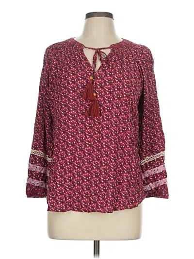 Pre-owned Mason & Belle 3/4 Sleeve Blouse In Burgundy